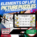 Elements of Life Activity Picture Puzzle Life Science Activity Vocabulary Review - preview 1