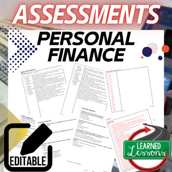 Personal Finance Assessments | Tests & Quizzes | Editable Economics - preview 1