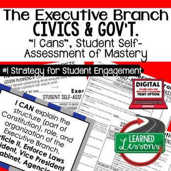 Executive Branch I Cans & Posters, Self-Assessment of Mastery, CIVICS - preview 1