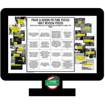 1960S & PRESIDENT NIXON Vocabulary Activity Picture Puzzle, Test Prep - preview 3