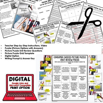 Personal Finance Vocabulary Activity | Picture Puzzle | Financial Literacy - preview 2