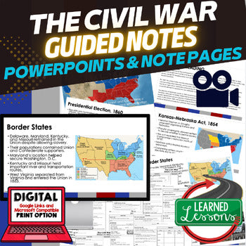 Civil War Guided Notes and PowerPoints American History, Google - preview 1