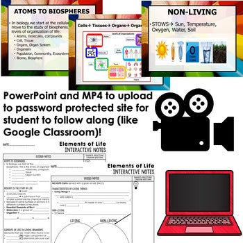 Elements of Life Guided Notes and PowerPoints NGSS, Life Science Guided Notes - preview 2