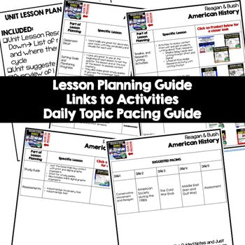 Ronald Reagan and George Bush Lesson Plan Guide, American History BACK TO SCHOOL - preview 2