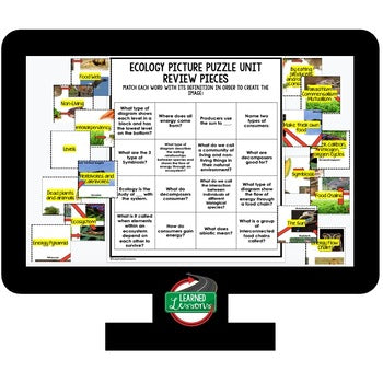 Ecology Activity Picture Puzzle Life Science Activity Vocabulary Review - preview 4