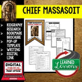 Chief Massasoit Biography Research, Bookmark Brochure, Pop-Up, Writing, Google - preview 1