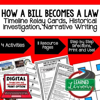 How A Bill Becomes a Law Activity Sequencing, Research, & Writing Google Drive - preview 1