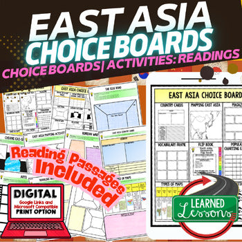 East Asia Activities, Choice Board, Print & Digital, Google Geography - preview 1