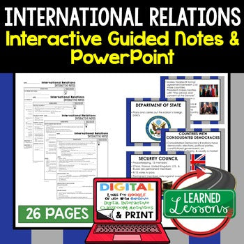 International Relations Guided Notes and PowerPoint, Google & Print - preview 1