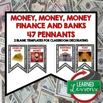 Money Finance & Banking Word Wall | Personal Finance Vocabulary Pennants - preview 1