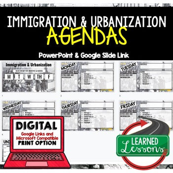 Immigration & Urbanization Agenda PowerPoint & Google Slides Agenda - preview 1
