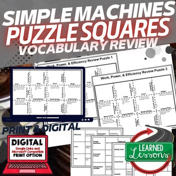 Simple Machines Vocabulary Activity Puzzle Physical Science Curriculum - preview 1