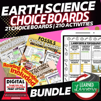 Earth Science Activities, Choice Board BUNDLE, Digital Distance Learning & Print - preview 1