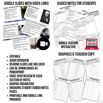 Reform Movements Guided Notes & PowerPoints American History Google - preview 2