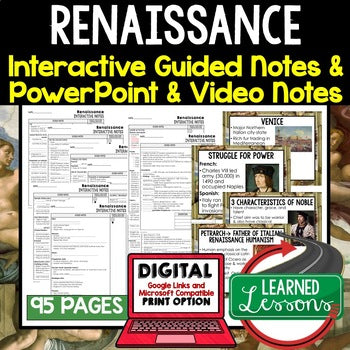 Renaissance Guided Notes and PowerPoints, Interactive Notebooks, Google - preview 1