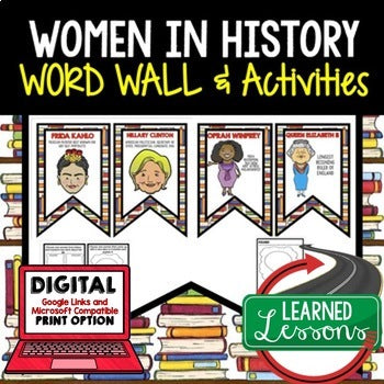 Women's History Word Wall Pennants & Women's History Activities US History - preview 1