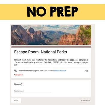 National Parks Digital Escape Room, Breakout Room, Activity Pages No Prep - preview 4