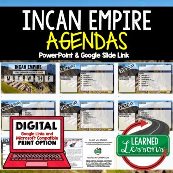 Incan Empire Agenda PowerPoint & Google Slides, World History Agenda - preview 1