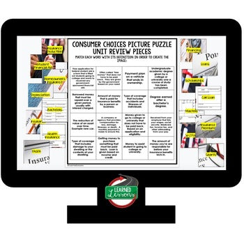 Personal Finance Vocabulary Activity | Picture Puzzle | Financial Literacy - preview 3
