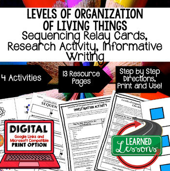 Levels of Organization of Living Things Sequencing, Research, and Writing - preview 1