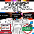 Levels of Organization of Living Things Sequencing, Research, and Writing - preview 1
