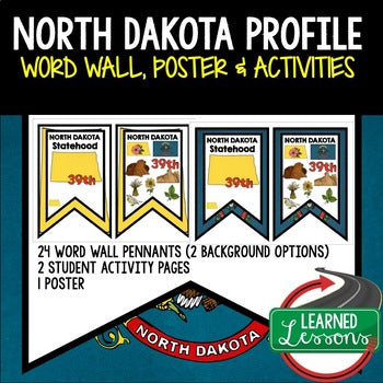 North Dakota History Word Wall, State Profile, North Dakota Activities Posters - preview 1