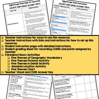 Five Themes Geography Escape Room | Digital Breakout | World Geography Activity - preview 3