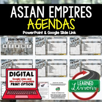 Asian Empires Agenda PowerPoint & Google Slides, World History Agenda - preview 1