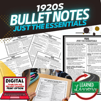1920s Outline Notes, 1920s Bullet Notes, Unit Review - preview 1
