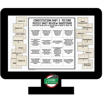 THE CONSTITUTION Activity Picture Puzzle US History Activity Vocabulary Review - preview 4