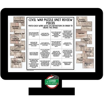 THE CIVIL WAR Activity Picture Puzzle Unit Review, Study Guide, Test Prep - preview 3
