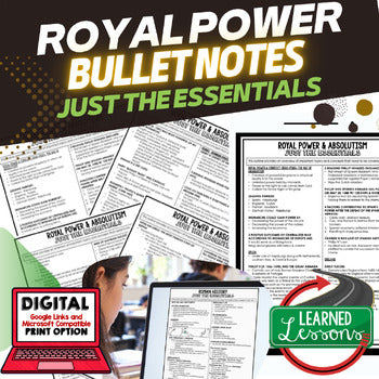Royal Power, Absolutism Outline Notes, Absolutism Bullet Notes, Unit Review - preview 1