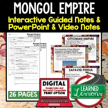 Mongol Empire Guided Notes and PowerPoints, Interactive Notebooks, Google - preview 1