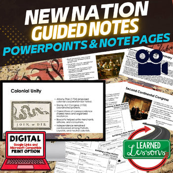 New Nation Guided Notes and PowerPoints American History, Flipped Classroom - preview 1