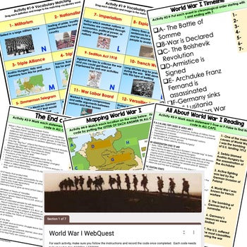 World War I Digital Escape Room, Breakout Room, Activity Pages No Prep - preview 2
