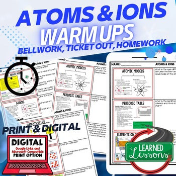 Atoms Warm Ups & Bell Ringers, NGSS Science Warm Ups - preview 1
