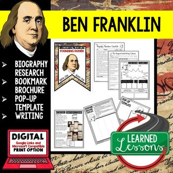 Benjamin Franklin Biography Research, Bookmark Brochure, Pop-Up, Writing - preview 1