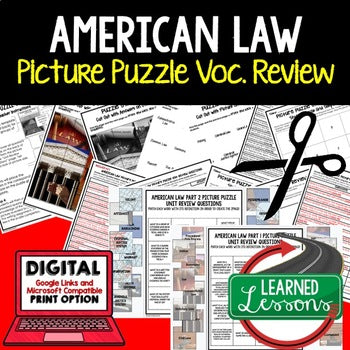 American Law Activity Vocabulary Picture Puzzle Civics and Government - preview 1