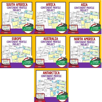 Continent Profile Project Bundle | World Geography Research | Print & Google - preview 2