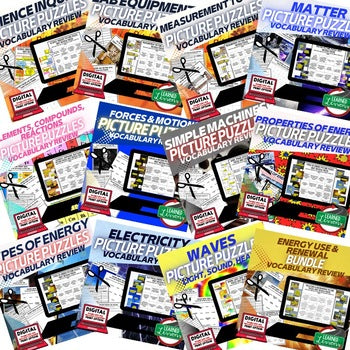 Physical Science Picture Puzzle Bundle | NGSS Vocabulary Review Activities - preview 2