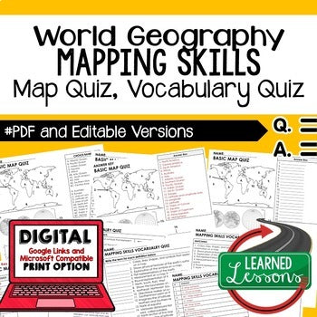 World Geography Assessments Bundle | Tests, Vocabulary & Map Quizzes | Print & D - preview 3