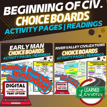 Early Man & River Valley Civilizations | World History Choice Board Activities - preview 1