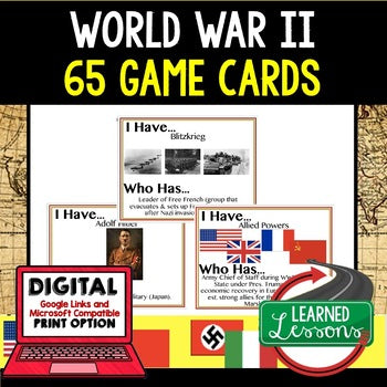 World War II Game Cards, Test Prep, Print & Digital Learning, Google - preview 1