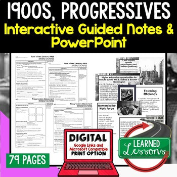 Progressives Guided Notes & PowerPoints, US History, Print, Digital, Google - preview 1