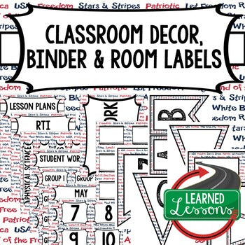 SECONDARY CLASSROOM DECOR, BINDER LABELS, Patriotic Words - preview 1