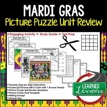 MARDI GRAS Activity Picture Puzzle Louisiana History Activity - preview 1