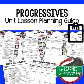 Progressives Lesson Plan Guide, American History BACK TO SCHOOL - preview 1