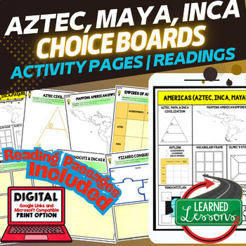 Aztec, Maya, Inca Choice Board Activities World History Empires of America - preview 1