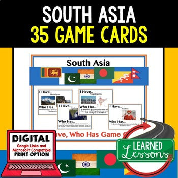 South Asia Game Cards Game Cards, Geography, Print & Digital Distance Learning - preview 1