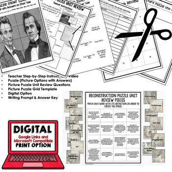 RECONSTRUCTION Activity Picture Puzzle Unit Review, Study Guide, Test Prep - preview 2